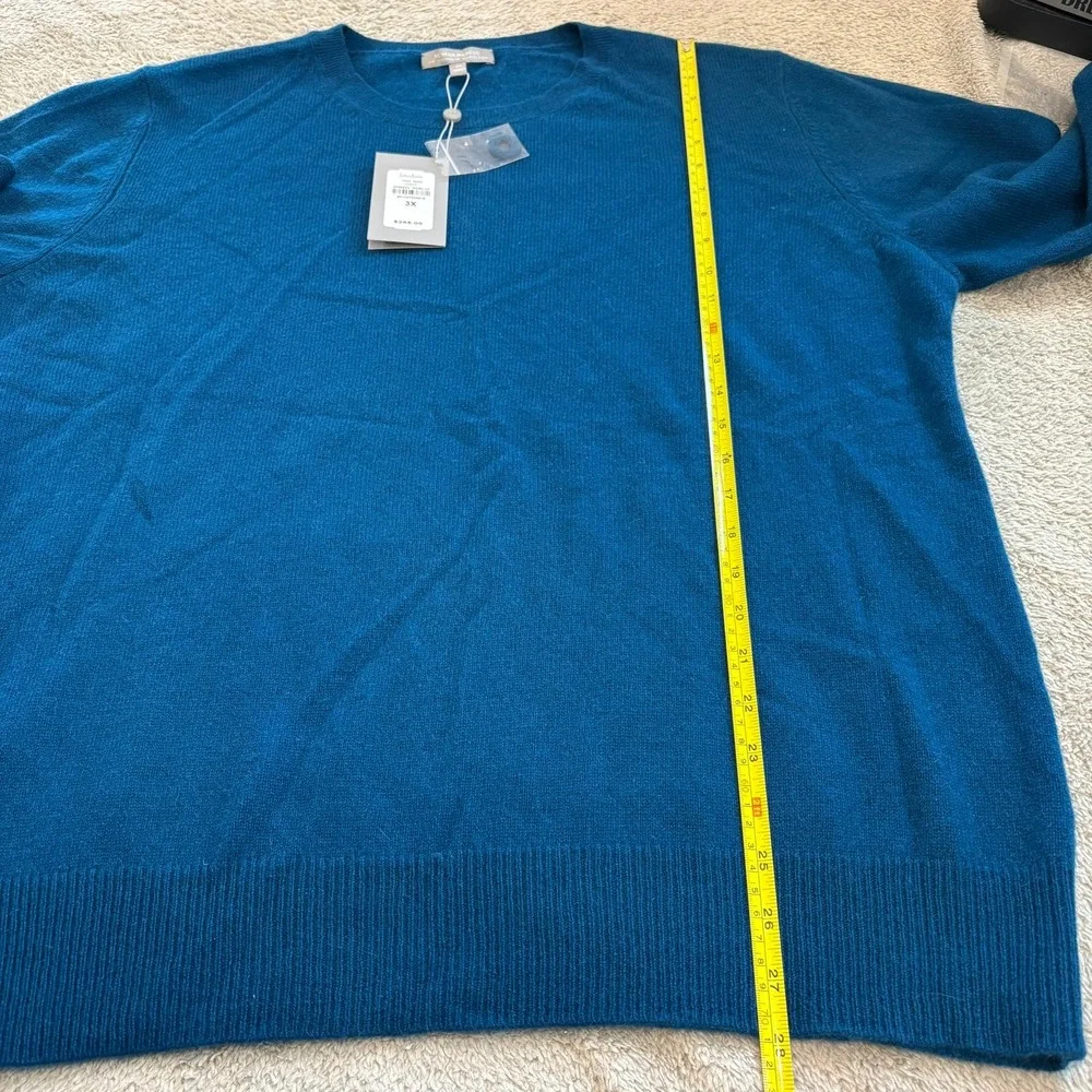 NWT‎ Neiman Marcus Cashmere Sweater Women 3X Midnight Blue Crewneck Long Sleeve